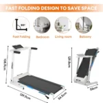 OneTwoFit Treadmill Walking Pad Foldable Treadmill All-in-One Treadmill Multiple-layer shock-absorbing With APP Bluetooth - No installation required Fully foldable - Image 8